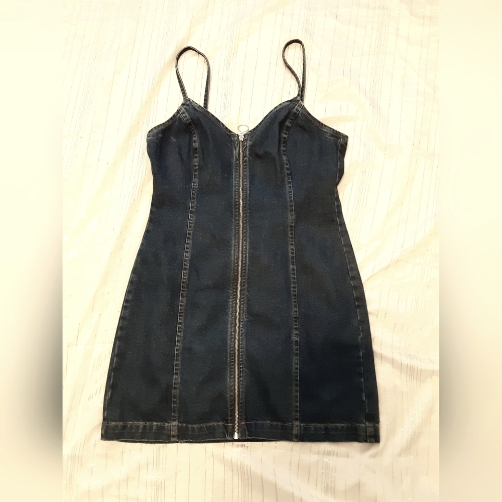 Topshop Moto Blue Denim Camisole Dress